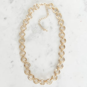 Gold Double Ring Chain Necklace