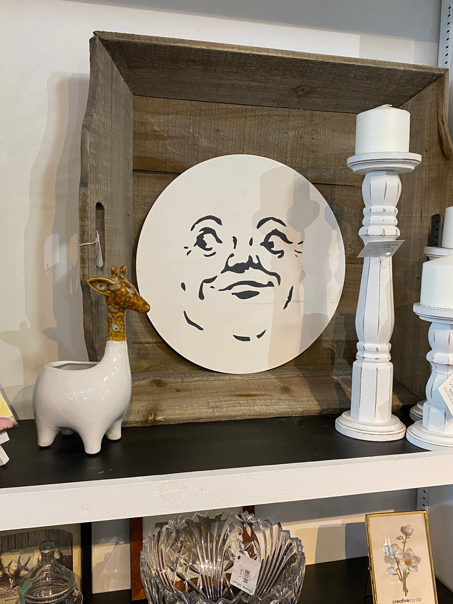 Man in the Moon Round Wood Decor