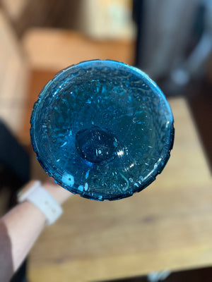 Blue Pressed Glass Bottle with Stopper