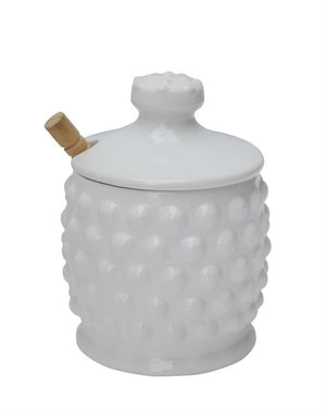 5"H Hobnail Style Honey Jar and Dipper
