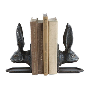 Cast Iron Rabbit Head Bookends - Set of 2