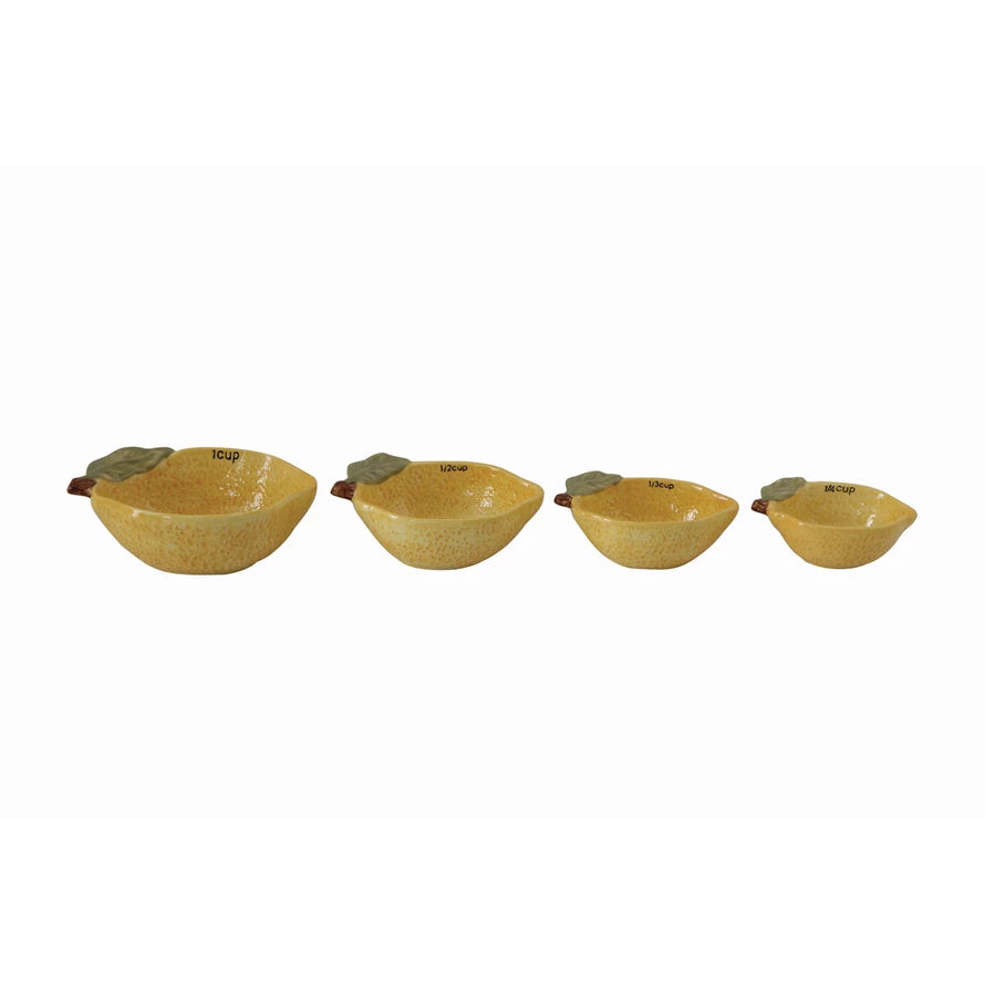 Stoneware Lemon Measuring Cups, Set of 4