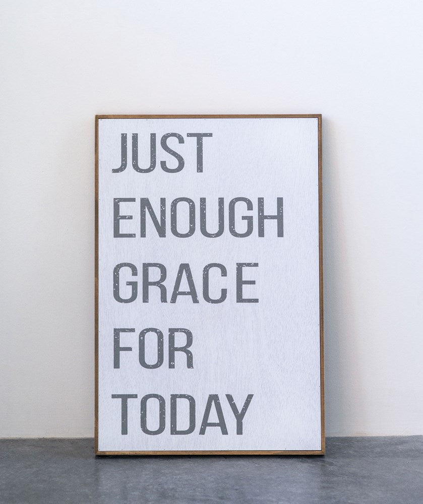Wood Framed Wall Decor "Just Enough Grace For Today"