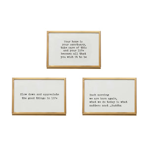 Metal & Glass Frame w/ Easel & Saying - Gold finish