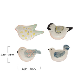 Hand-Painted Stoneware Bird Shaped Dish