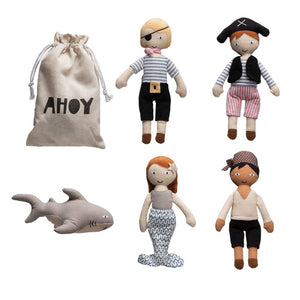 Pirate Doll Set - 5 dolls with drawstring bag