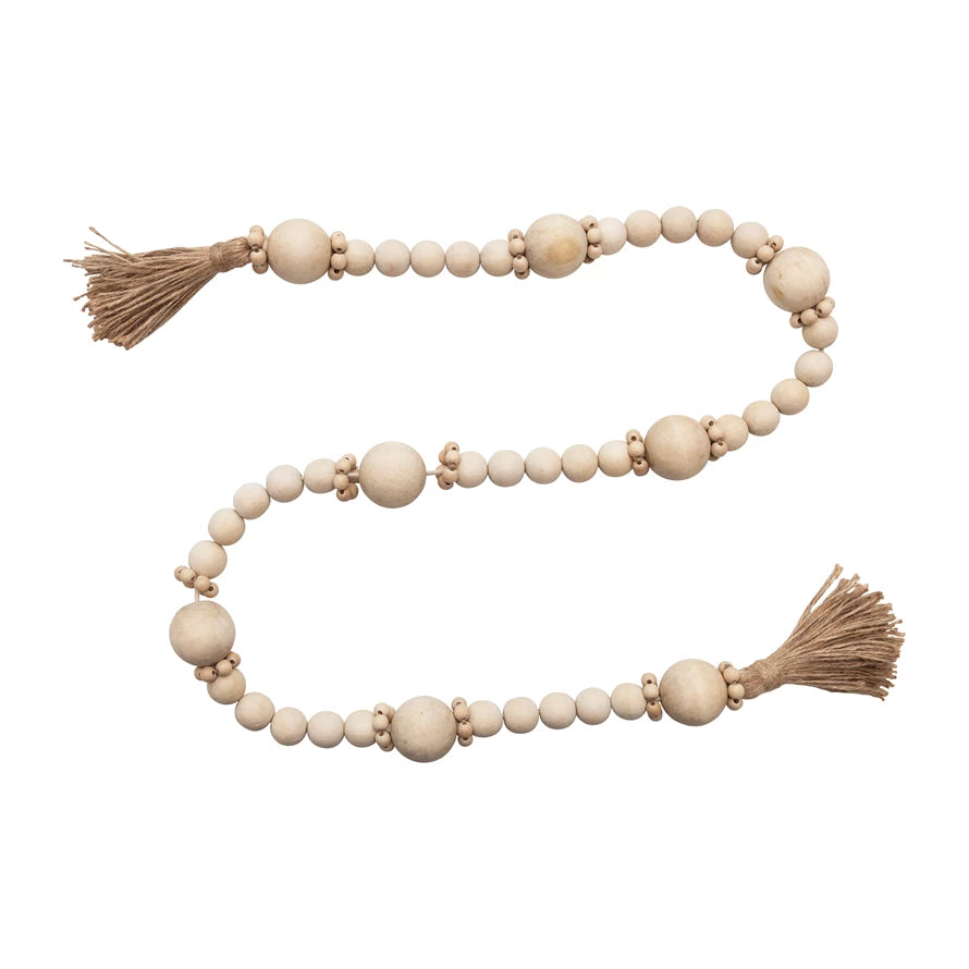 Wood Bead Garland with Tassels