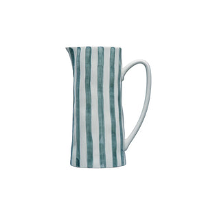 Hand-Painted Stoneware Pitcher w/ Stripes