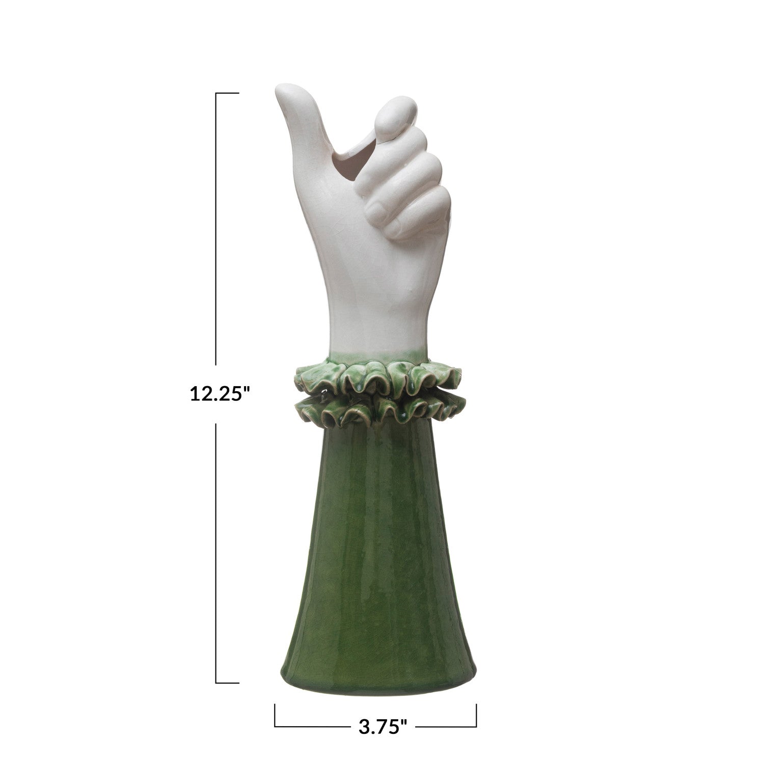 Hand Shaped Vase w/ Ruffled Sleeve