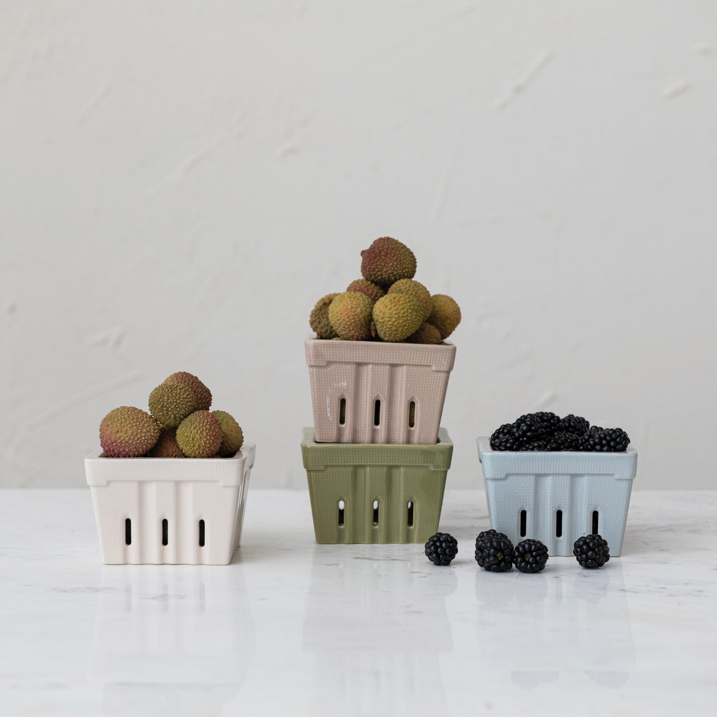 Textured Stoneware Berry Basket