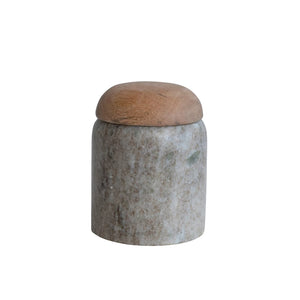 Marble Canister w/ Mango Wood Lid