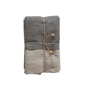Linen Blend Half Apron w/ Pocket & Tea Towel
