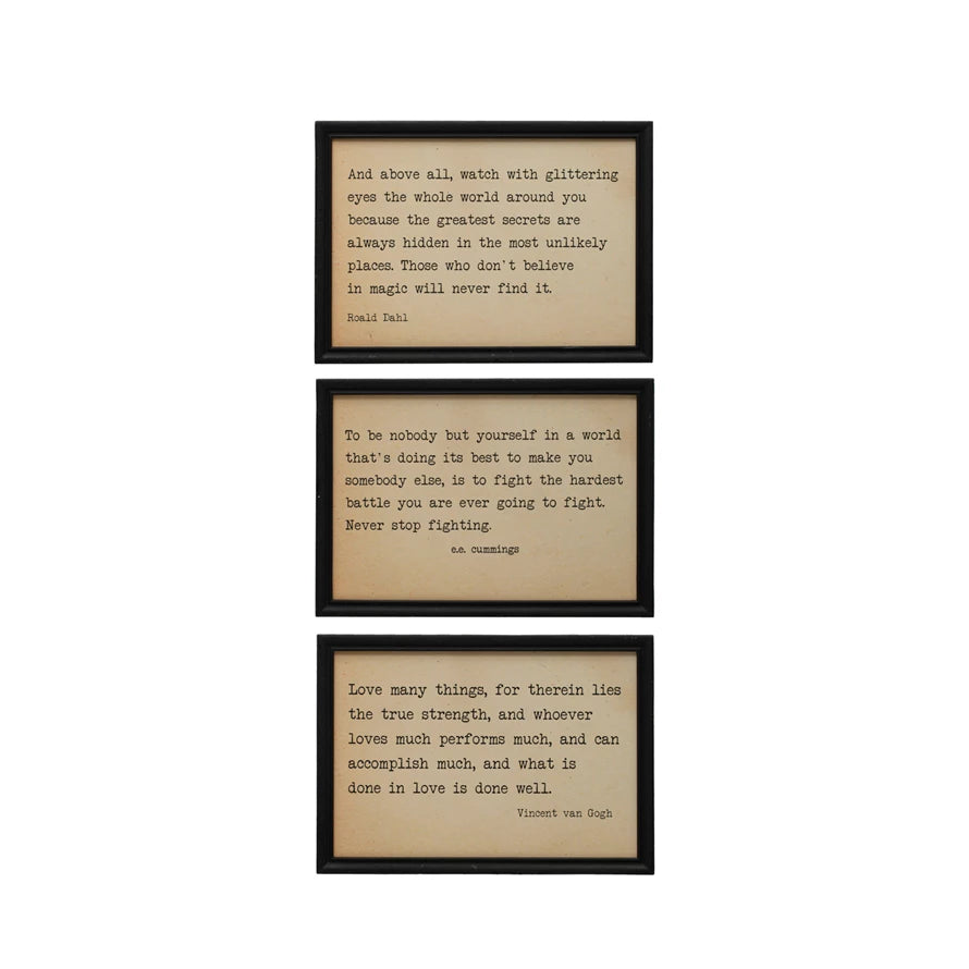 Wood Framed Wall Decor w/ Saying -  3 Styles