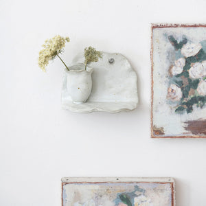 Stoneware Wall Shelf w/ Vase