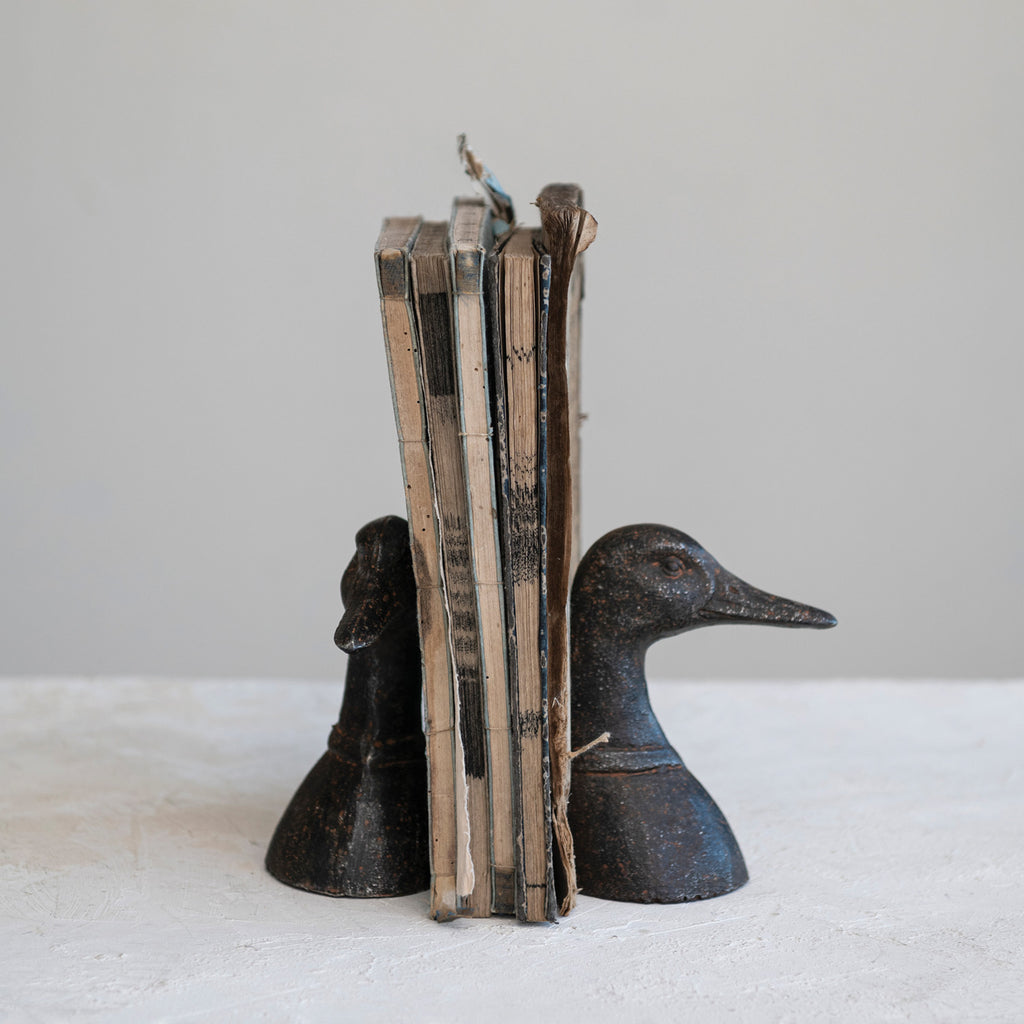 Cast Iron Duck Head Bookends, Set of 2