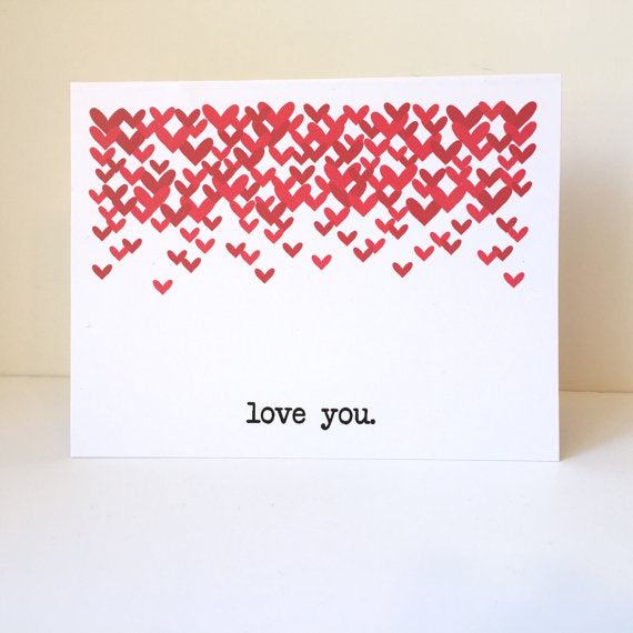 Love You Hearts Red Greeting Card