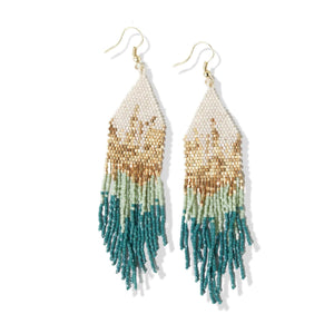 Mint Teal Mixed Metallic Luxe Ombre Earrings