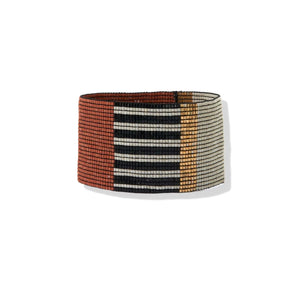Rust Black Ivory Color Block And Stripe Luxe Stretch Bracelet