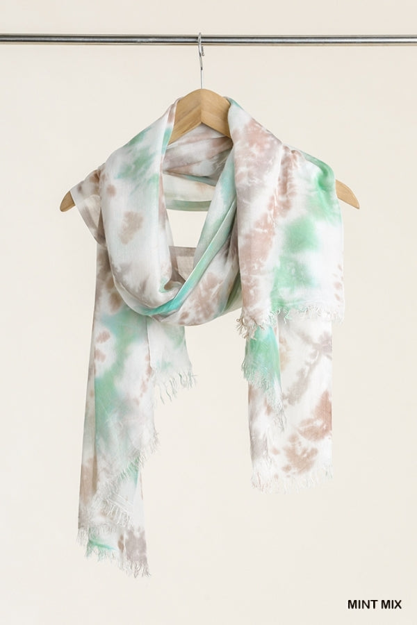 Tie Dye Scarf with Frayed Edges
