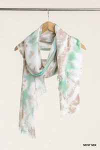 Tie Dye Scarf with Frayed Edges