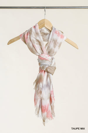 Tie Dye Scarf with Frayed Edges