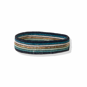 Teal Horizontal Stripe Small Luxe Stretch Bracelet