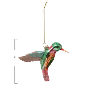 Hand-Painted Glass Hummingbird Ornament