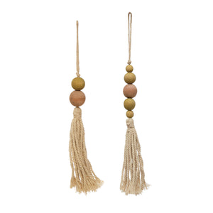 Wood Bead Ornament with Tassel